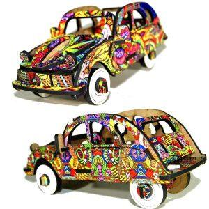 puzzle 3d en bois 2chv colorée un cadeau original